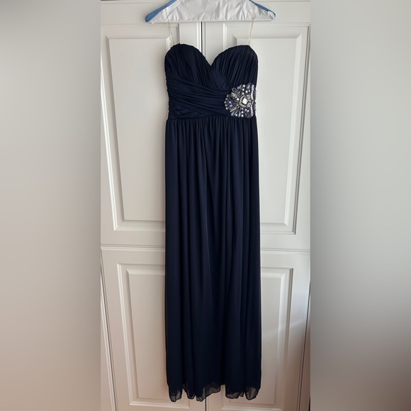 Prom Dress - Navy Maxi Dress with Beaded Detail - Picture 1 of 2